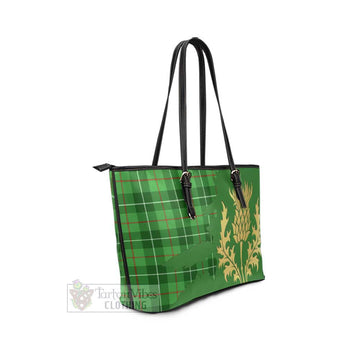 Boyle Tartan Leather Tote Bag Gold Thistle Style - Tartan Vibes Clothing