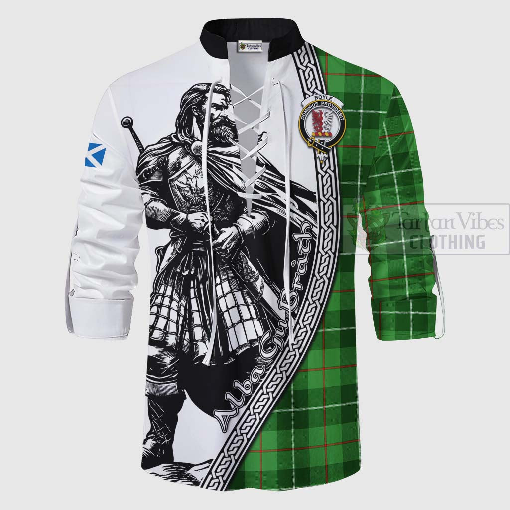 Tartan Vibes Clothing Boyle Tartan Clan Crest Ghillie Kilt Shirt with Highlander Warrior Celtic Style