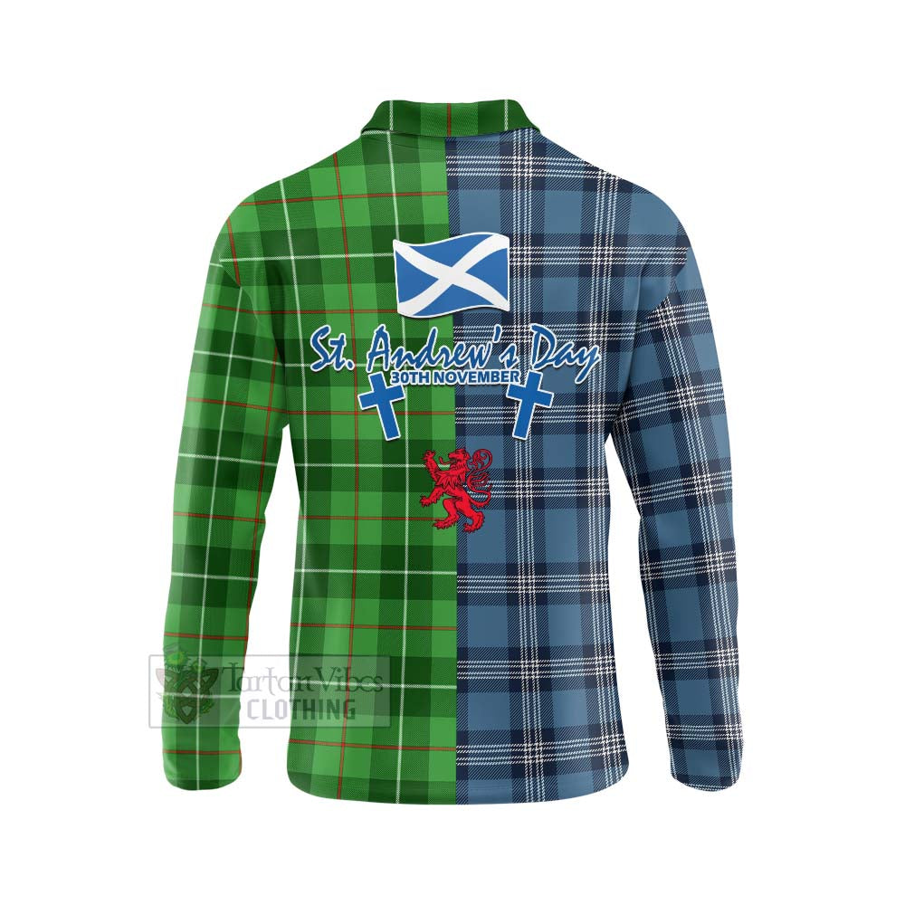 Tartan Vibes Clothing Boyle Tartan Long Sleeve Polo Shirt Happy St. Andrew's Day Half Tartan Style