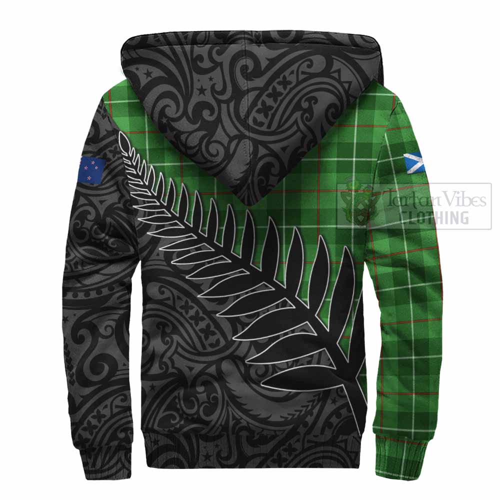 Tartan Vibes Clothing Boyle Crest Tartan Sherpa Hoodie with New Zealand Silver Fern Half Style