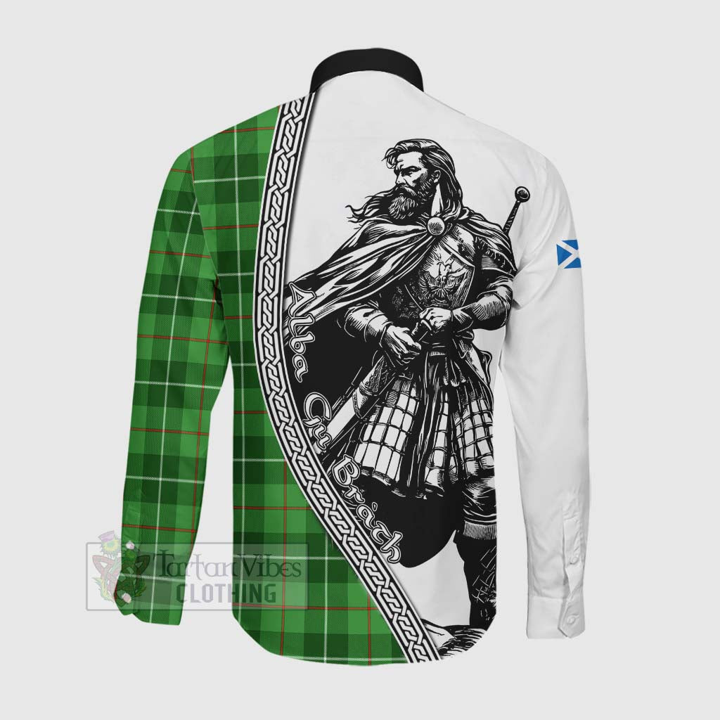 Tartan Vibes Clothing Boyle Tartan Clan Crest Long Sleeve Button Shirt with Highlander Warrior Celtic Style