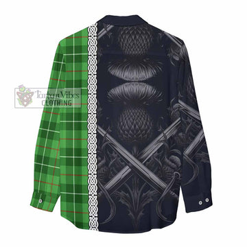 Boyle Tartan Women's Casual Shirt with Family Crest Cross Sword Thistle Celtic Vibes - Tartan Vibes Clothing