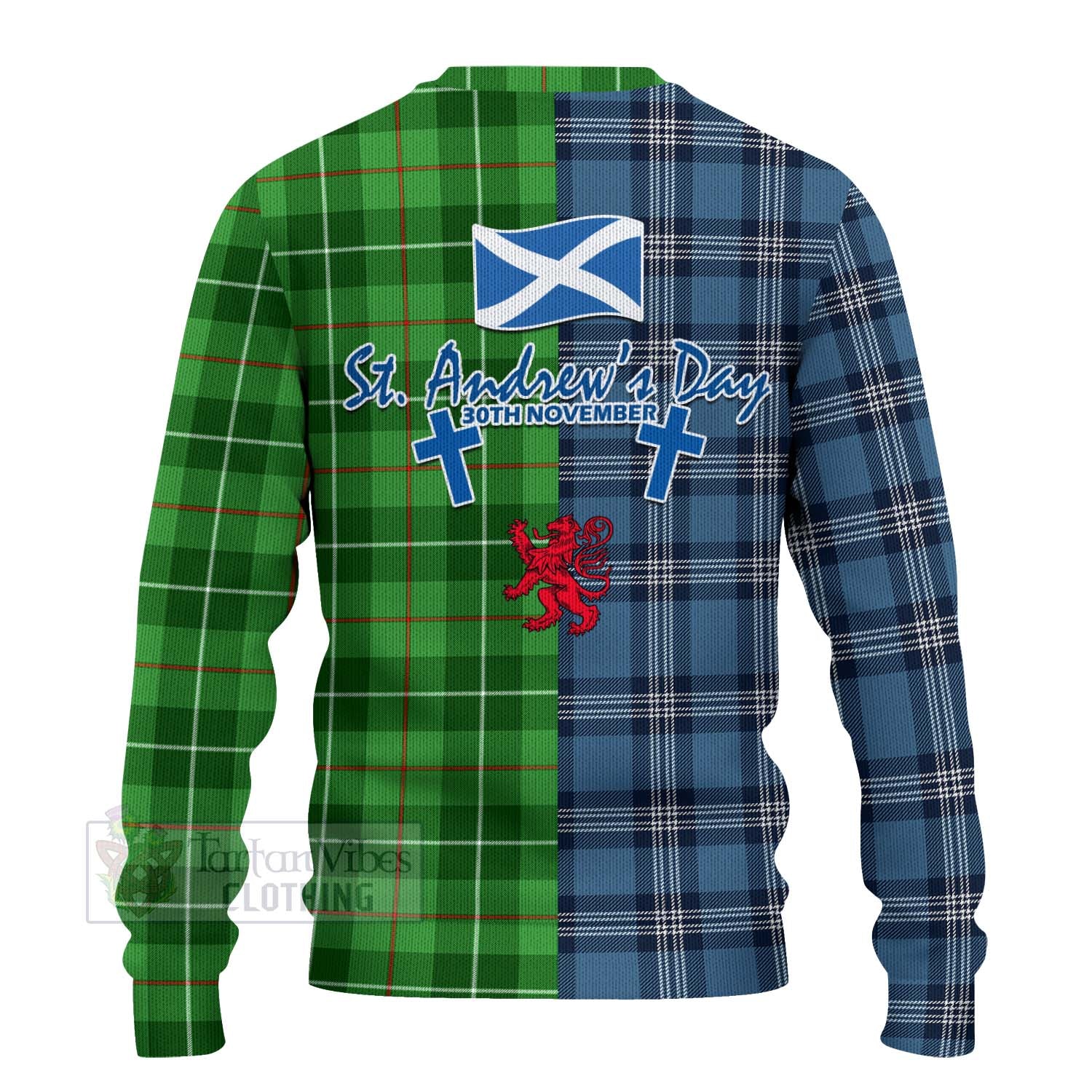 Tartan Vibes Clothing Boyle Tartan Knitted Sweater Happy St. Andrew's Day Half Tartan Style