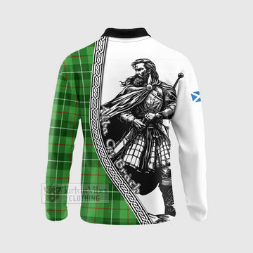 Boyle Tartan Clan Crest Long Sleeve Polo Shirt with Highlander Warrior Celtic Style