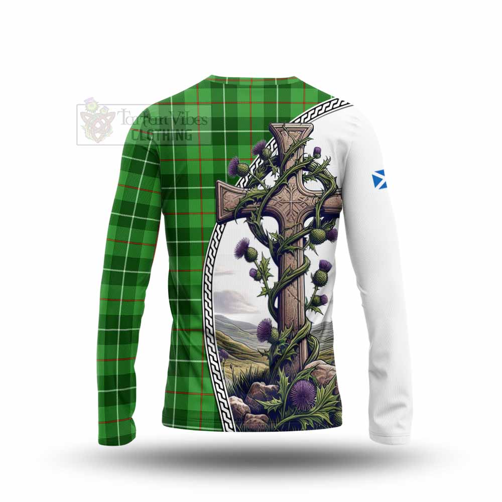 Tartan Vibes Clothing Boyle Tartan Long Sleeve T-Shirt with Family Crest and St. Andrew's Cross Accented by Thistle Vines