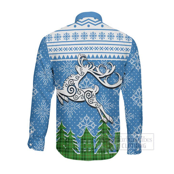 Boyle Clan Christmas Long Sleeve Button Shirt Celtic Reindeer Style