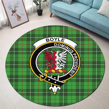 Boyle Tartan Round Rug with Family Crest