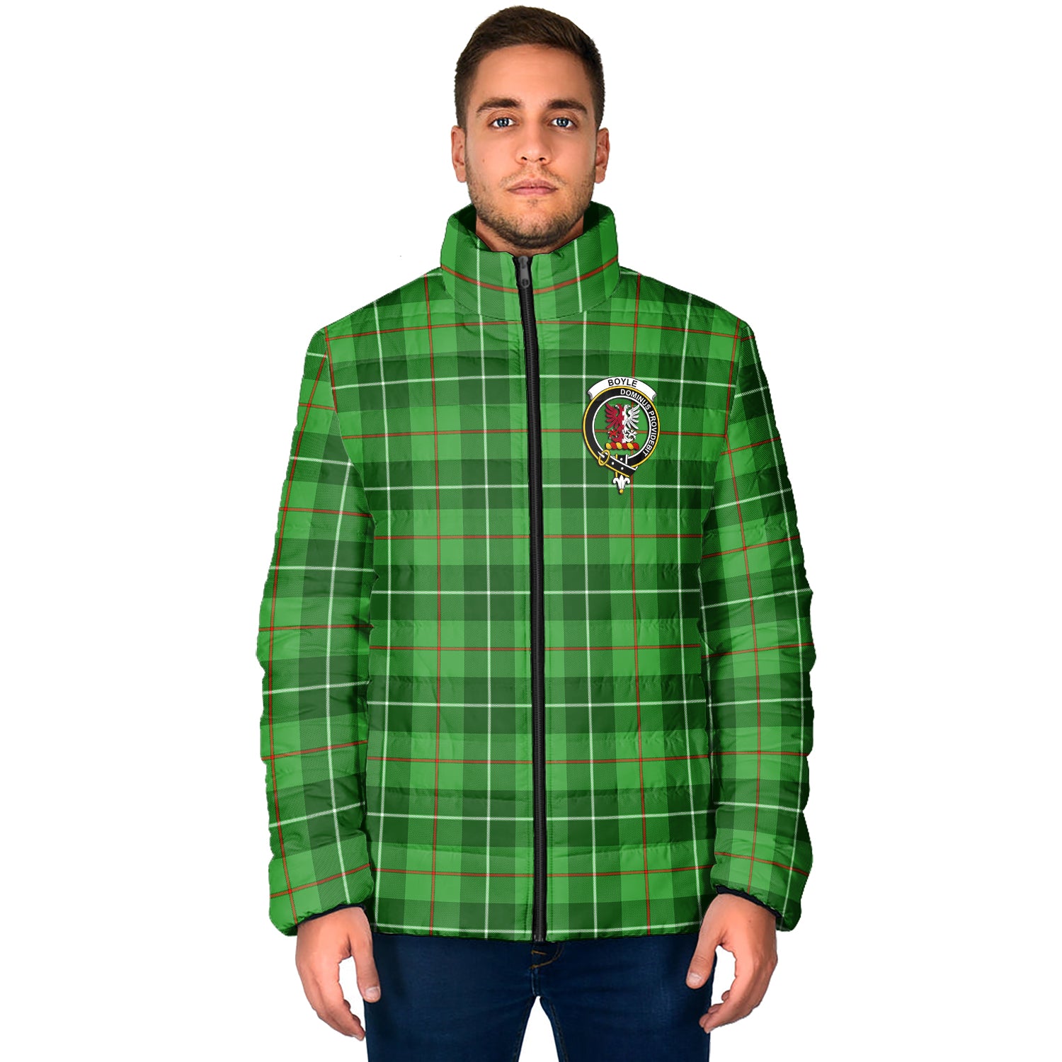 Boyle Tartan Padded Jacket with Family Crest - Tartan Vibes Clothing