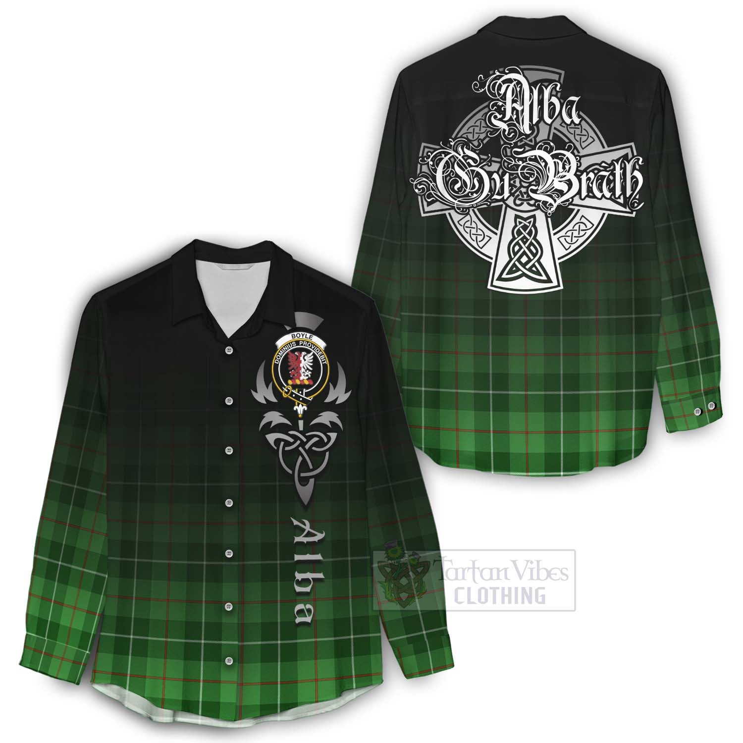 Tartan Vibes Clothing Boyle Tartan Women's Casual Shirt Featuring Alba Gu Brath Family Crest Celtic Inspired