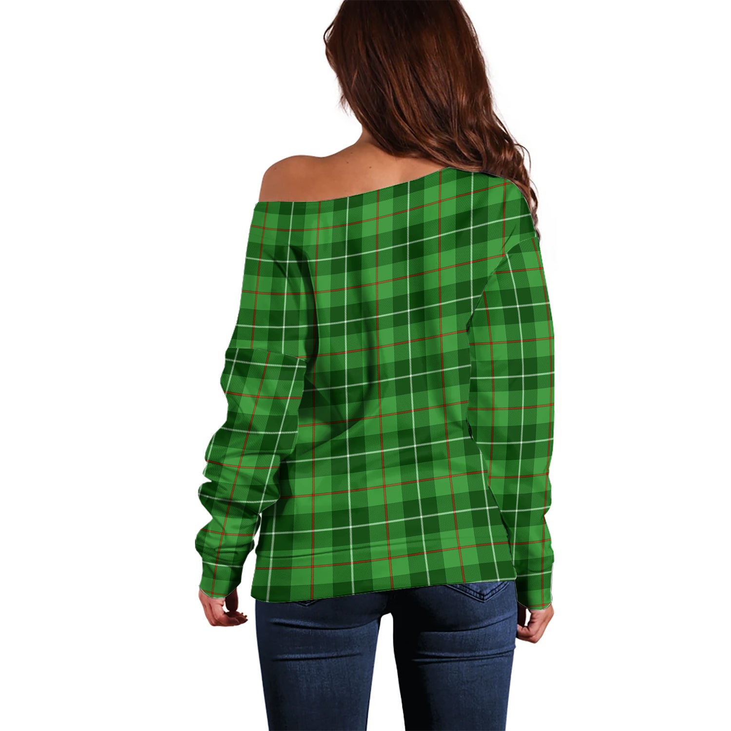 Boyle Tartan Off Shoulder Women Sweater with Family Crest - Tartanvibesclothing