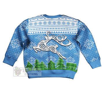 Boyle Clan Christmas Kid Ugly Sweater with Tartan and Celtic Reindeer Style