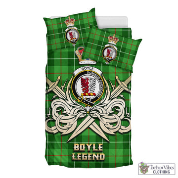 Boyle Tartan Bedding Set with Clan Crest and the Golden Sword of Courageous Legacy