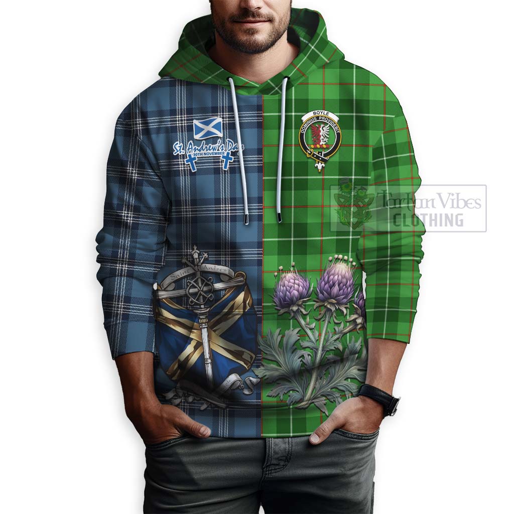 Tartan Vibes Clothing Boyle Tartan Hoodie Happy St. Andrew's Day Half Tartan Style