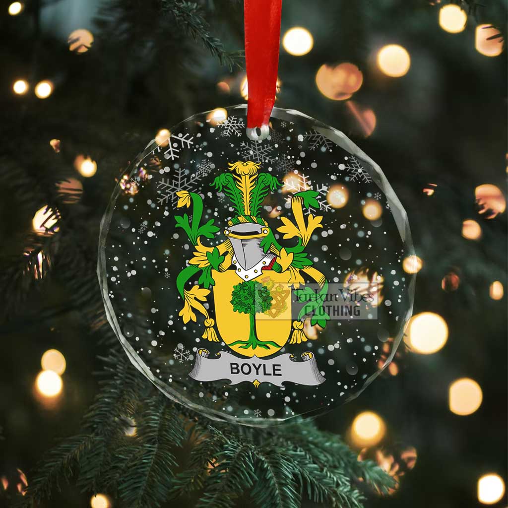 Tartan Vibes Clothing Boyle Irish Clan Christmas Glass Ornament with Coat of Arms