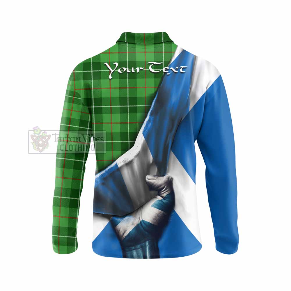 Tartan Vibes Clothing Boyle Tartan Long Sleeve Polo Shirt with Family Crest Scotland Patriotic Style