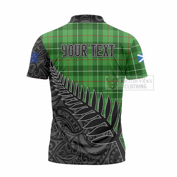 Boyle Crest Tartan Zipper Polo Shirt with New Zealand Silver Fern Half Style