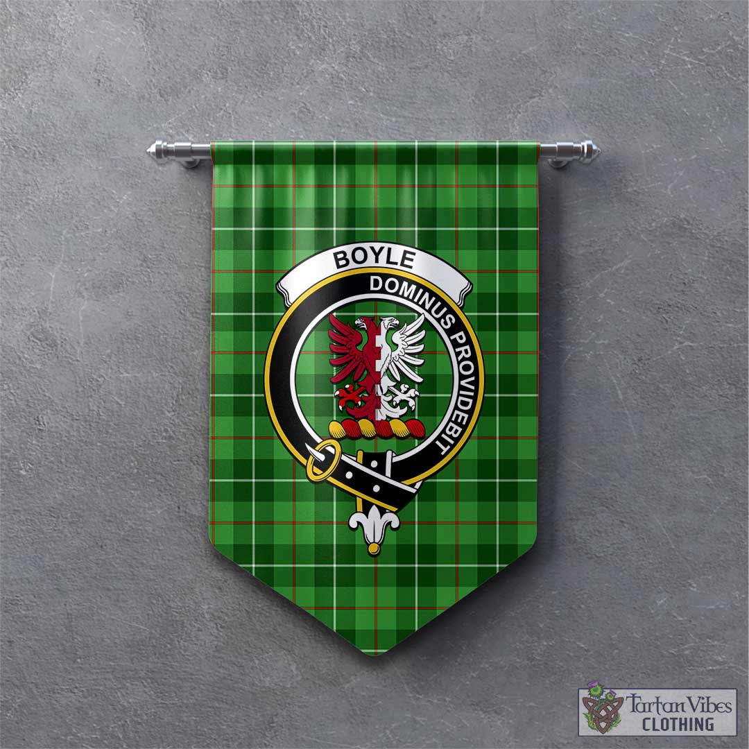 Tartan Vibes Clothing Boyle Tartan Gonfalon, Tartan Banner with Family Crest