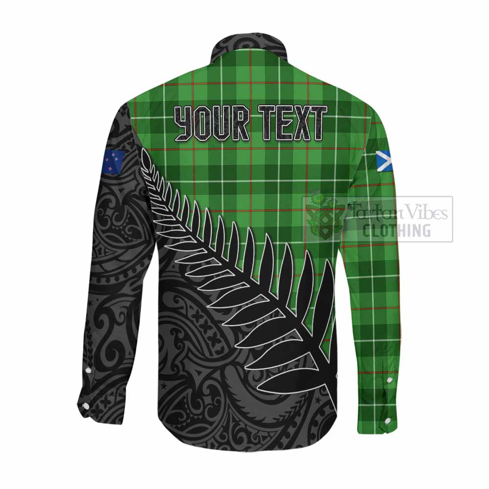 Tartan Vibes Clothing Boyle Crest Tartan Long Sleeve Button Shirt with New Zealand Silver Fern Half Style