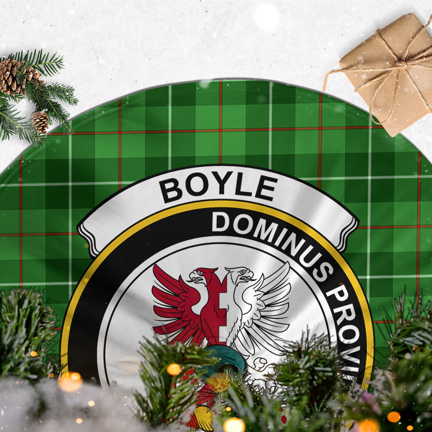 Boyle Tartan Christmas Tree Skirt with Family Crest - Tartanvibesclothing