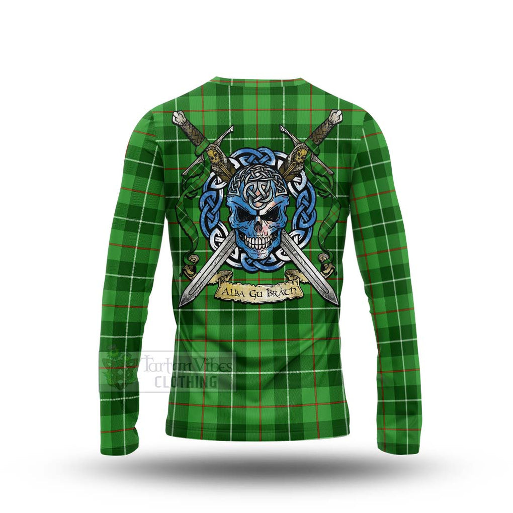 Tartan Vibes Clothing Boyle Tartan Long Sleeve T-Shirt with Family Crest Celtic Skull Style