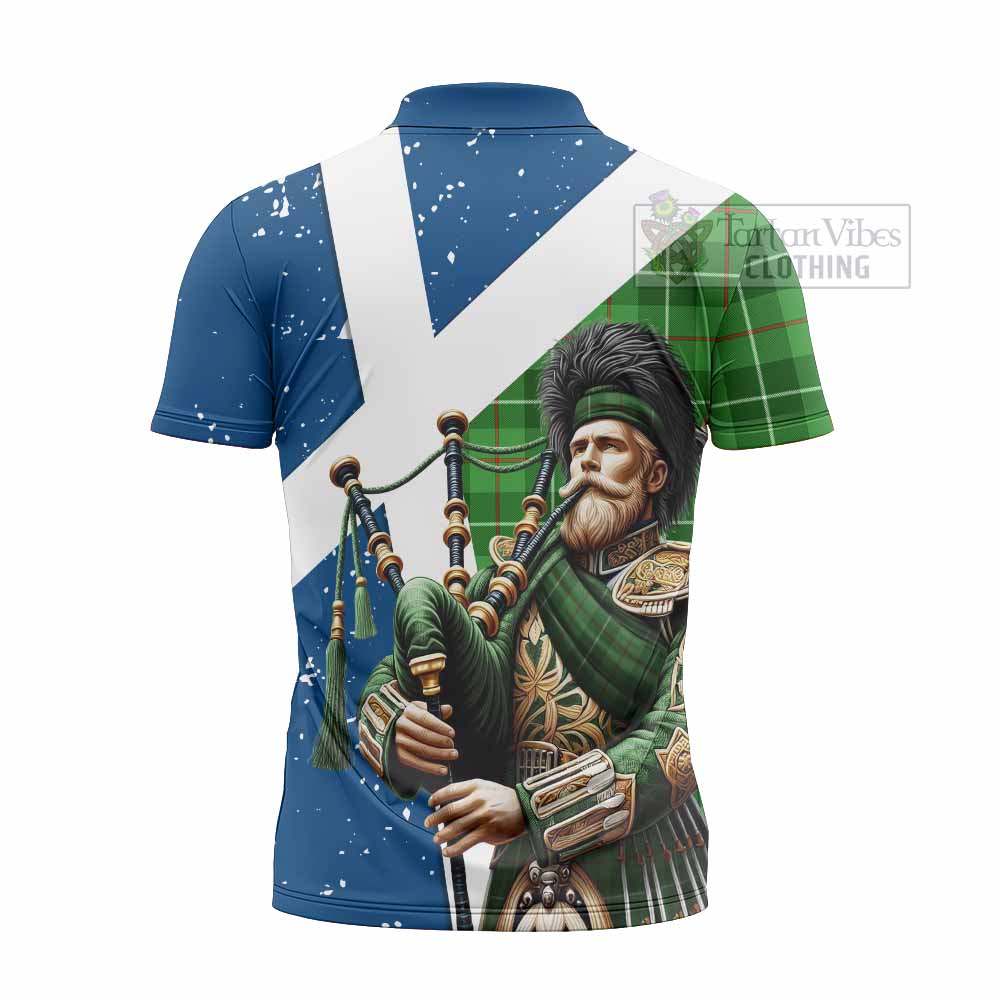 Tartan Vibes Clothing Boyle Tartan Zipper Polo Shirt with Family Crest Scottish Bagpiper Vibes