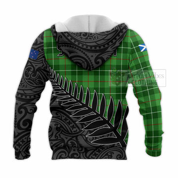 Boyle Crest Tartan Knitted Hoodie with New Zealand Silver Fern Half Style