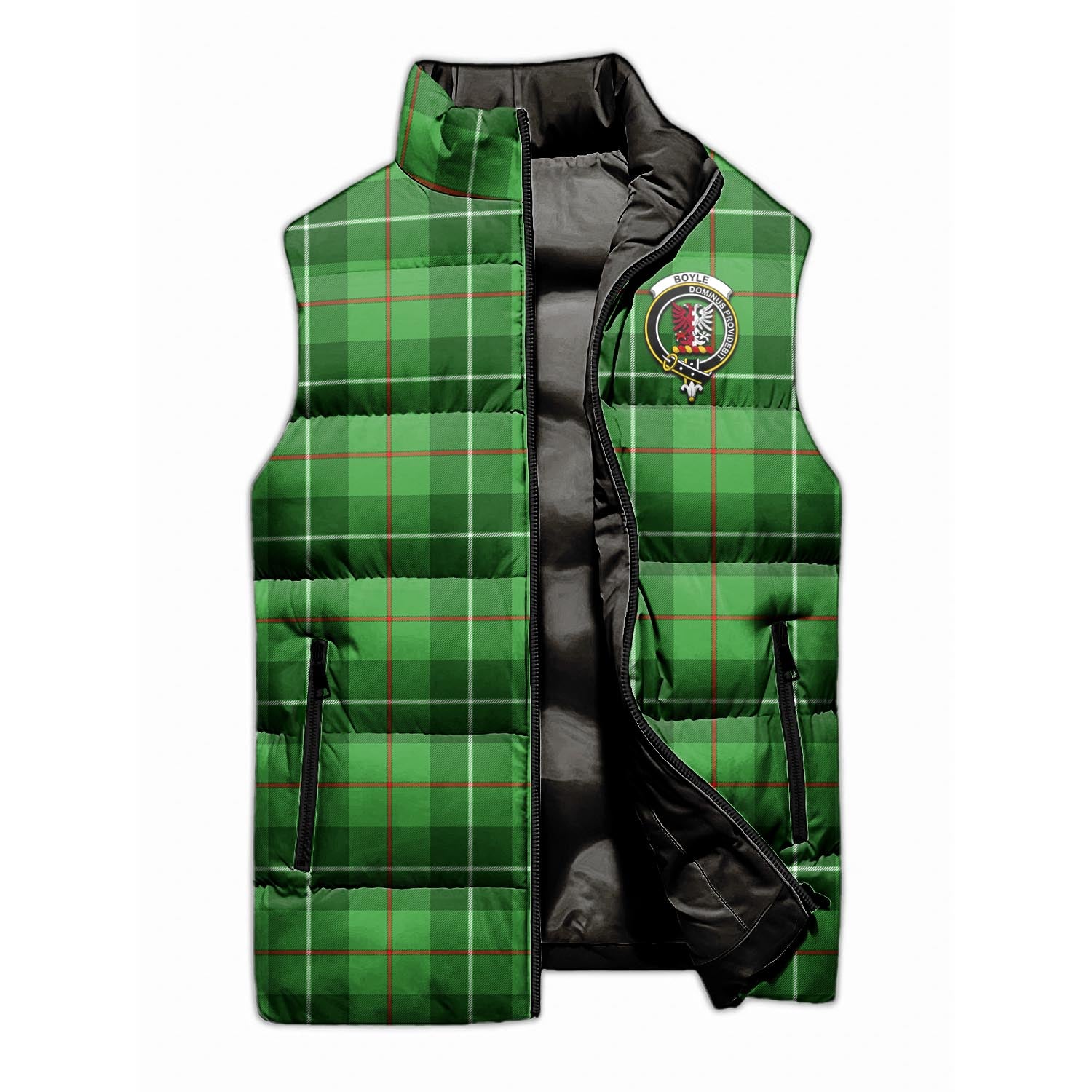 Boyle Tartan Sleeveless Puffer Jacket with Family Crest - Tartanvibesclothing