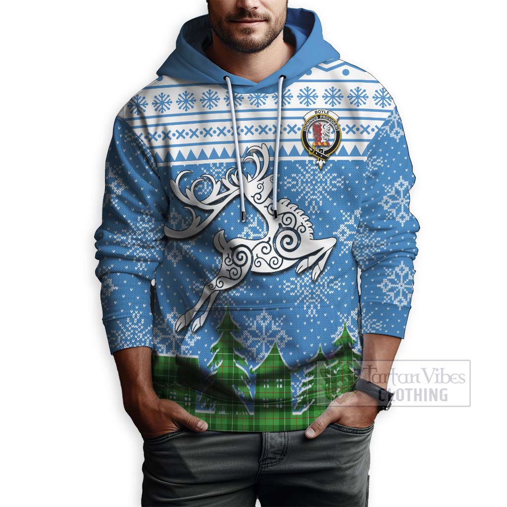 Tartan Vibes Clothing Boyle Clan Christmas Hoodie Celtic Reindeer Style