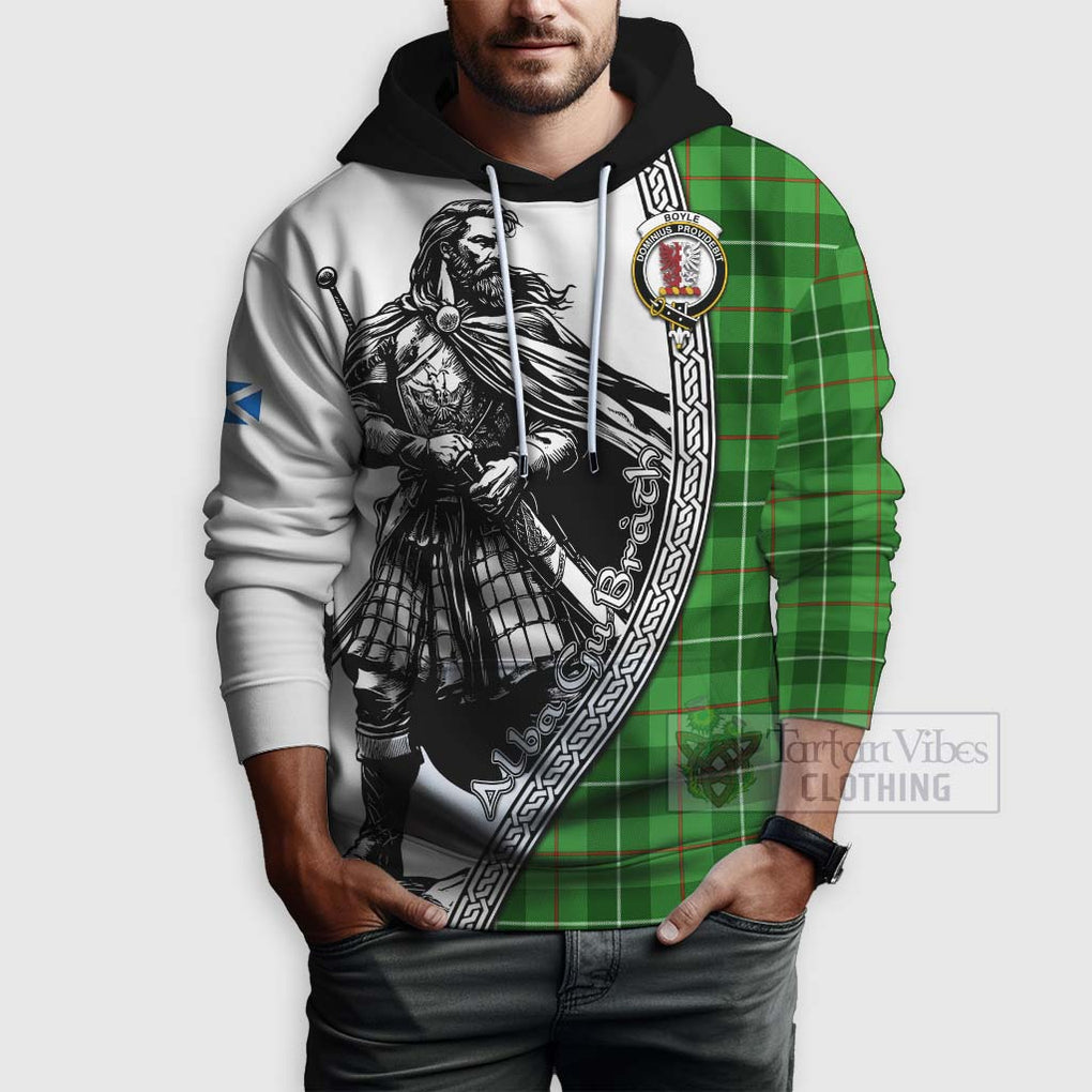 Tartan Vibes Clothing Boyle Tartan Clan Crest Hoodie with Highlander Warrior Celtic Style