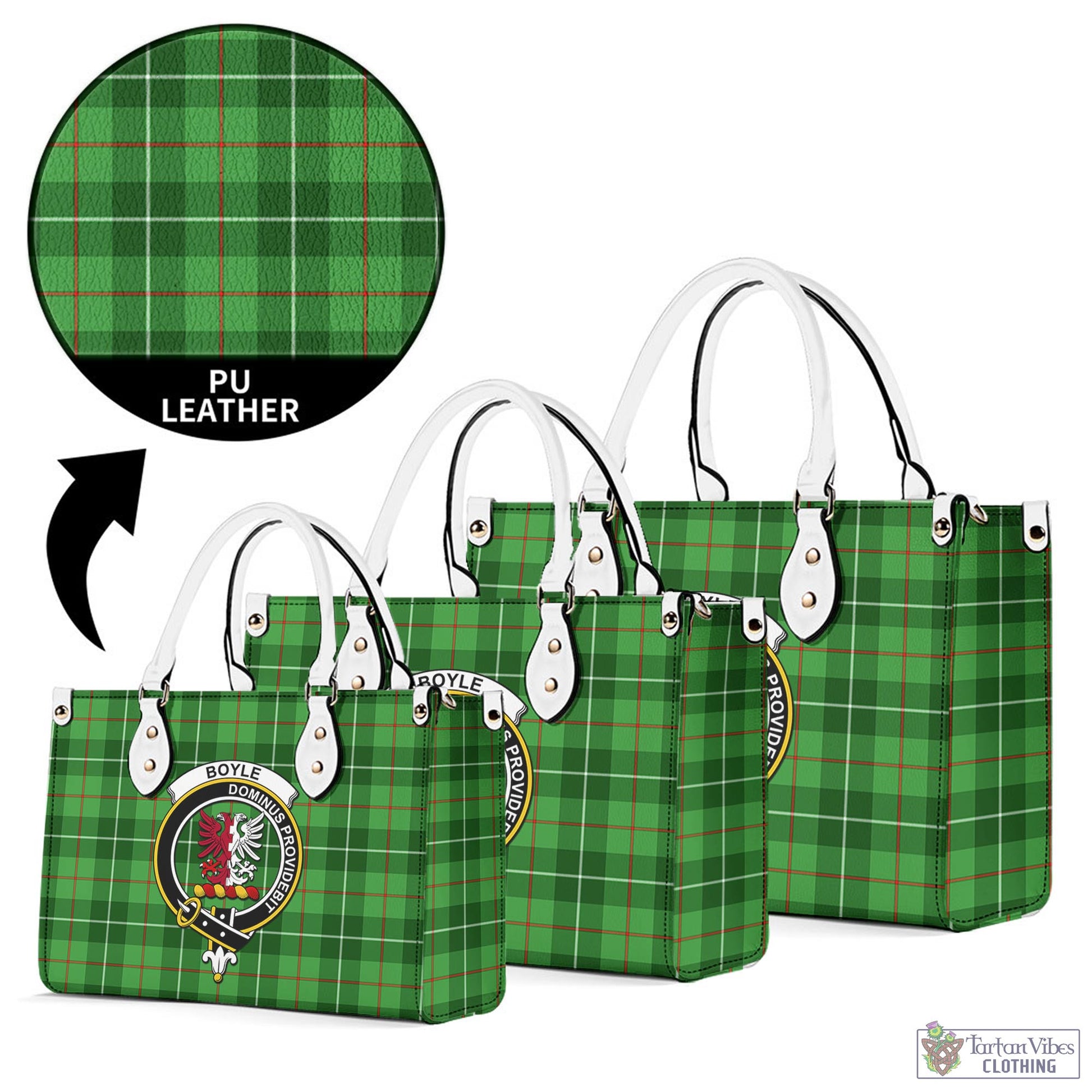 Tartan Vibes Clothing Boyle Tartan Luxury Leather Handbags with Family Crest