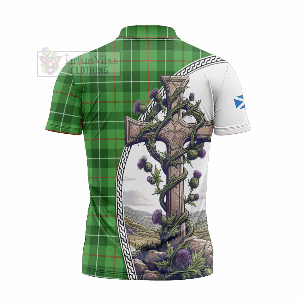 Tartan Vibes Clothing Boyle Tartan Zipper Polo Shirt with Family Crest and St. Andrew's Cross Accented by Thistle Vines