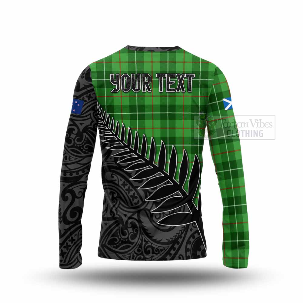 Tartan Vibes Clothing Boyle Crest Tartan Long Sleeve T-Shirt with New Zealand Silver Fern Half Style