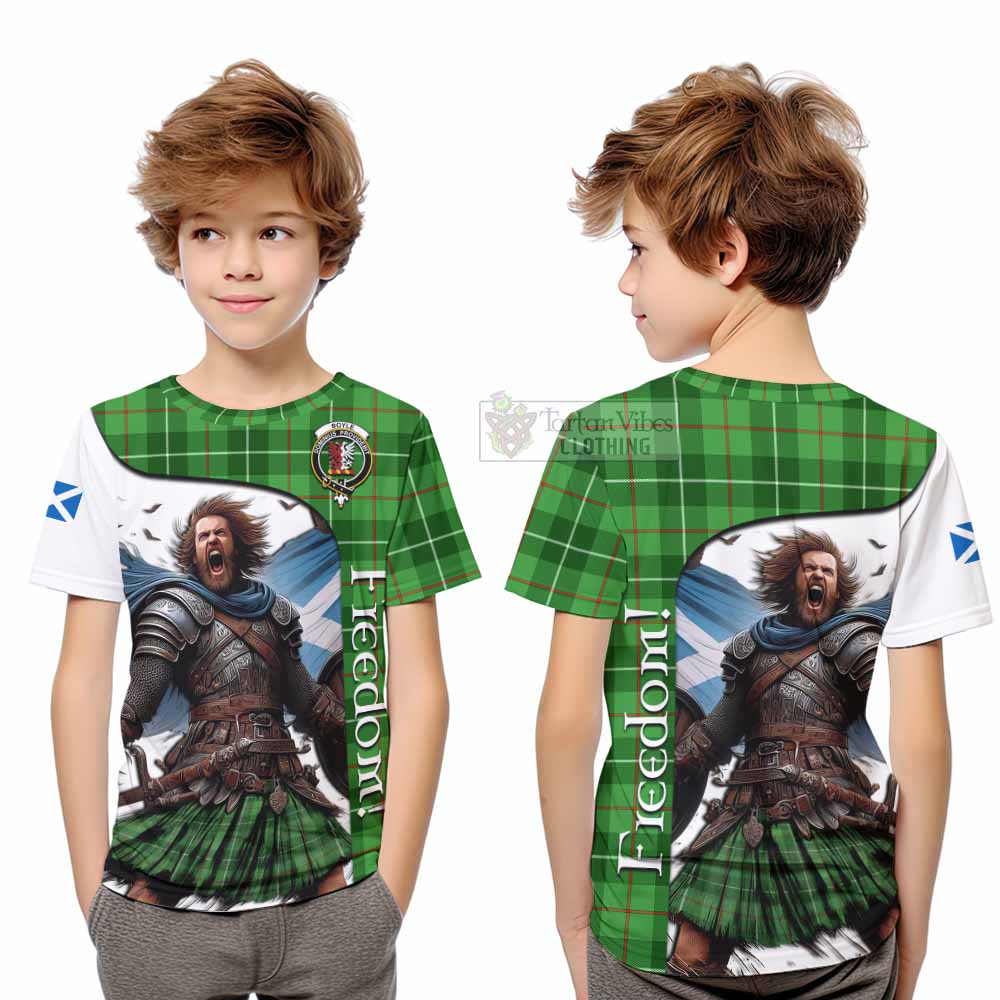 Tartan Vibes Clothing Boyle Crest Tartan Kid T-Shirt Inspired by the Freedom of Scottish Warrior