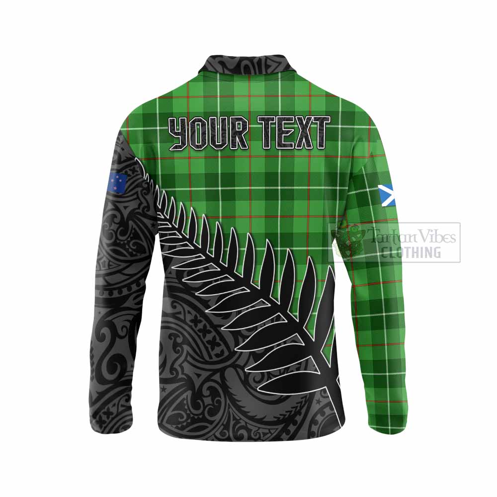 Tartan Vibes Clothing Boyle Crest Tartan Long Sleeve Polo Shirt with New Zealand Silver Fern Half Style