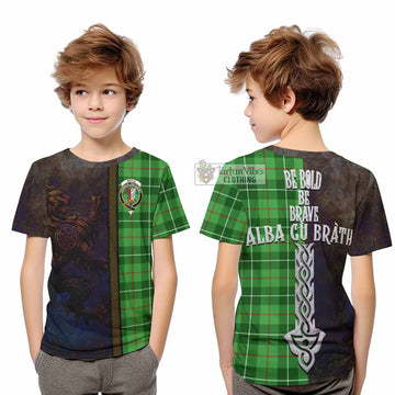 Boyle Tartan Family Crest Kid T-Shirt Alba Gu Brath Be Brave Lion Ancient Style - Tartan Vibes Clothing