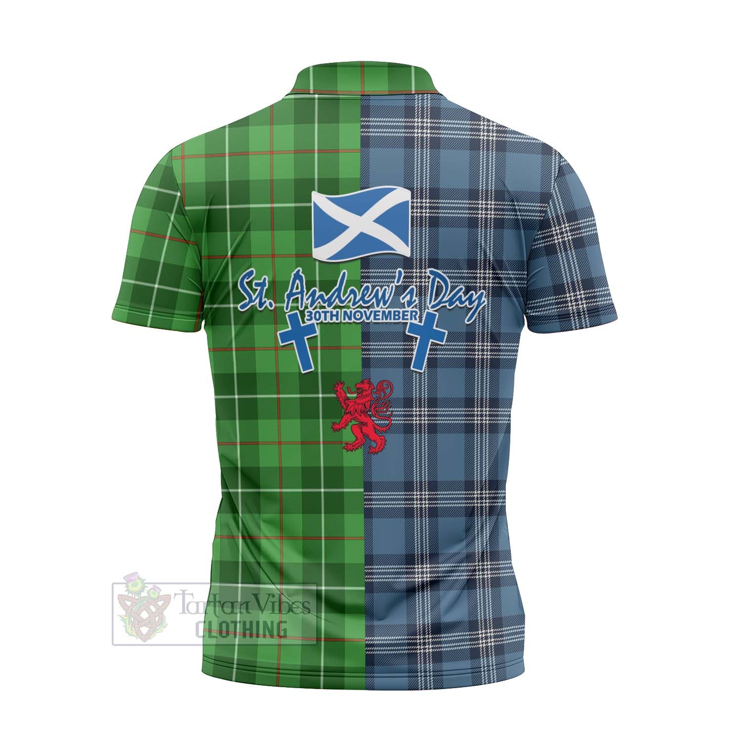 Tartan Vibes Clothing Boyle Tartan Zipper Polo Shirt Happy St. Andrew's Day Half Tartan Style