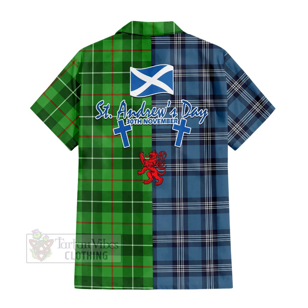 Tartan Vibes Clothing Boyle Tartan Short Sleeve Button Shirt Happy St. Andrew's Day Half Tartan Style