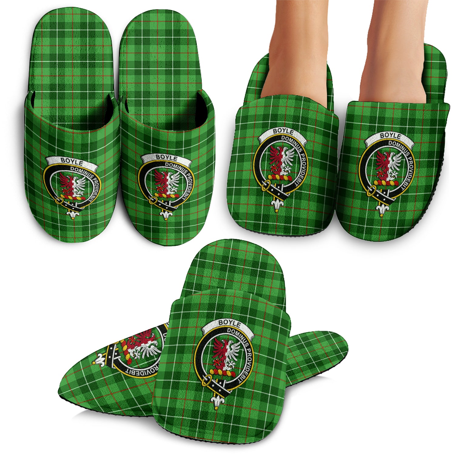 Boyle Tartan Home Slippers with Family Crest - Tartanvibesclothing