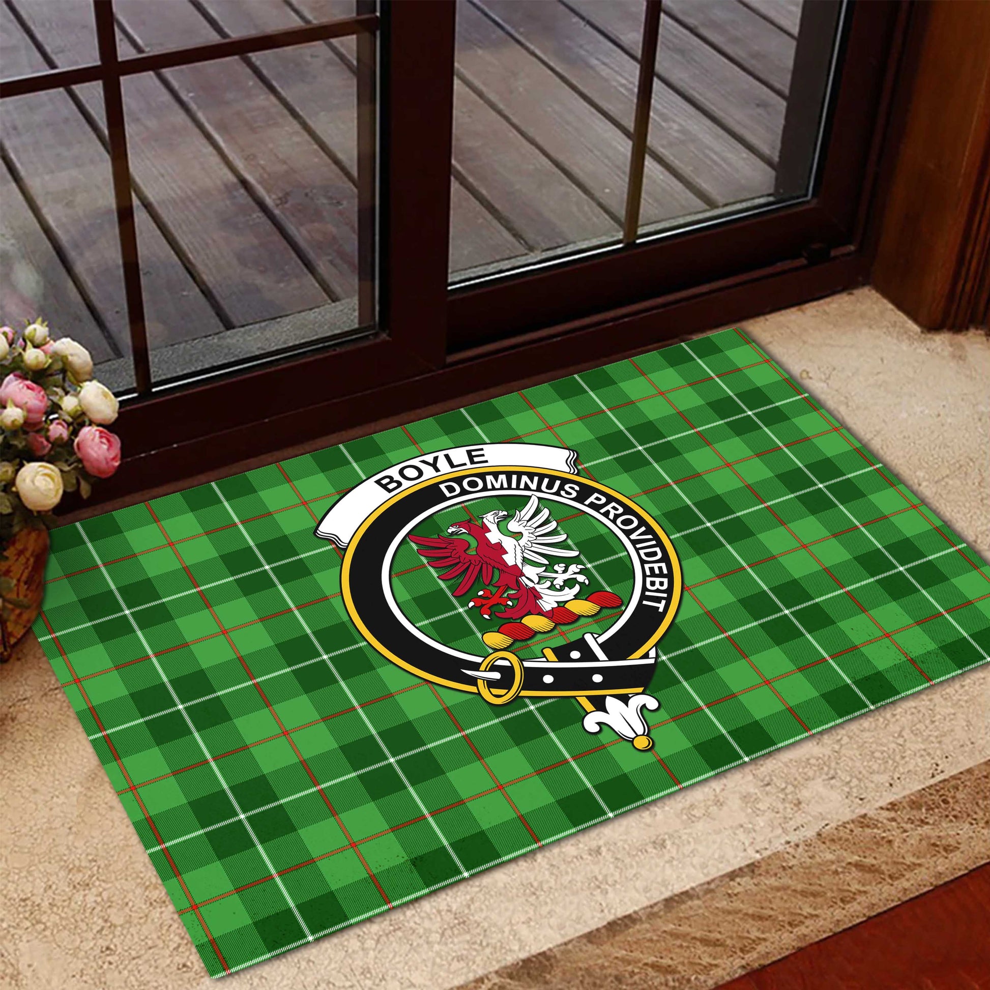 Boyle Tartan Door Mat with Family Crest - Tartanvibesclothing