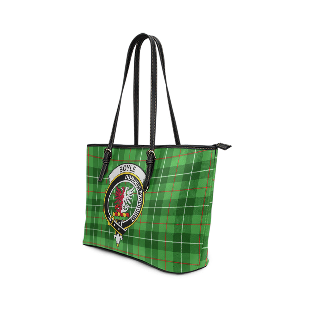 Boyle Tartan Leather Tote Bag with Family Crest - Tartan Vibes Clothing