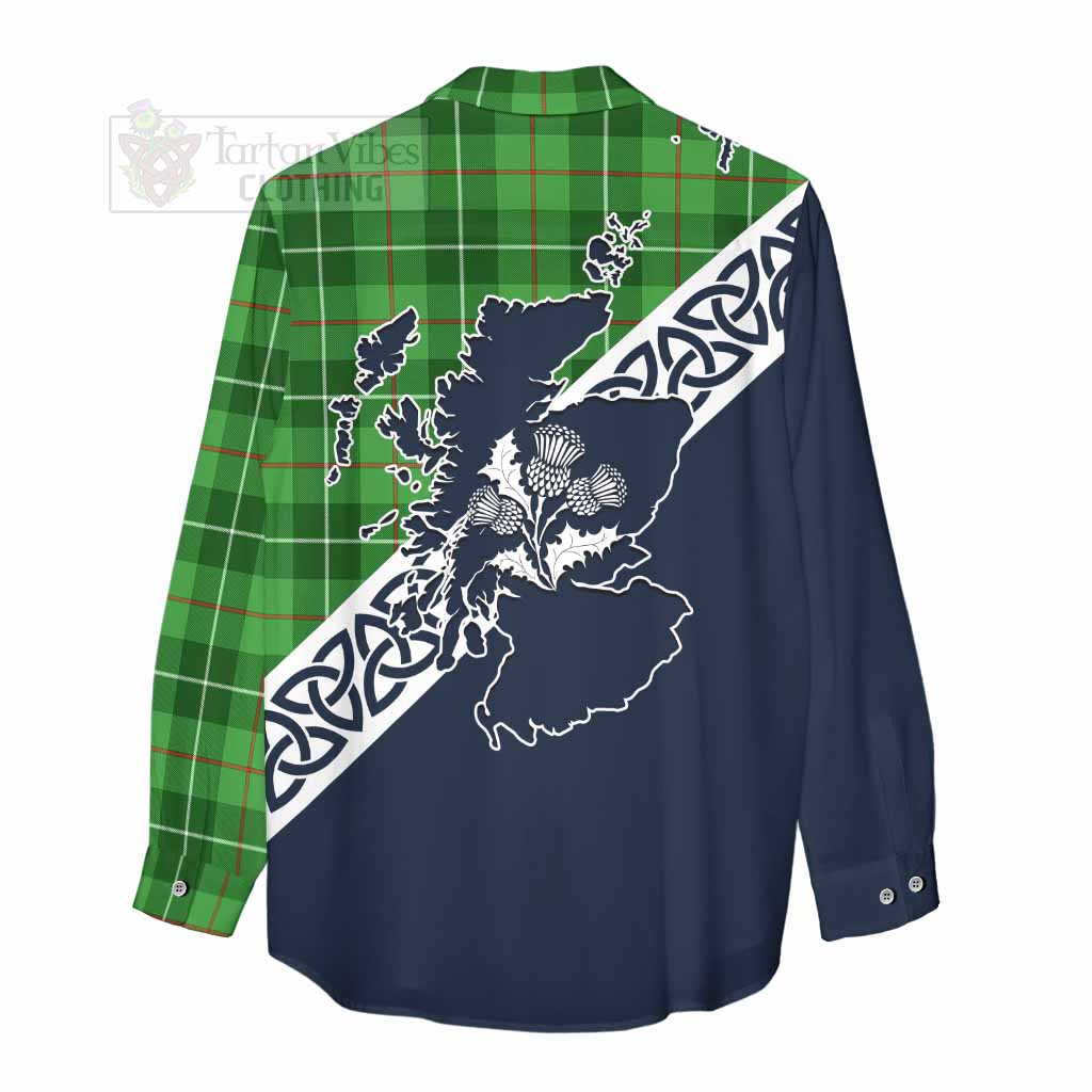 Tartan Vibes Clothing Boyle Tartan Women's Casual Shirt Featuring Thistle and Scotland Map