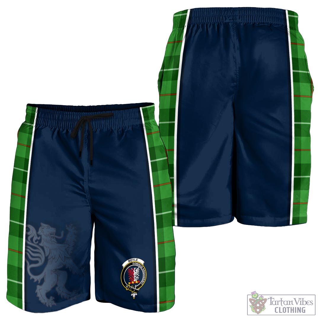 Boyle Tartan Men's Shorts with Family Crest and Lion Rampant Vibes Sport Style - Tartan Vibes Clothing