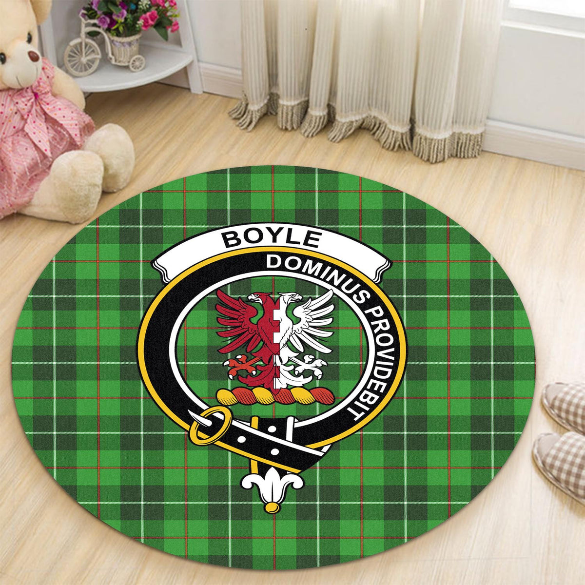 Boyle Tartan Round Rug with Family Crest - Tartan Vibes Clothing