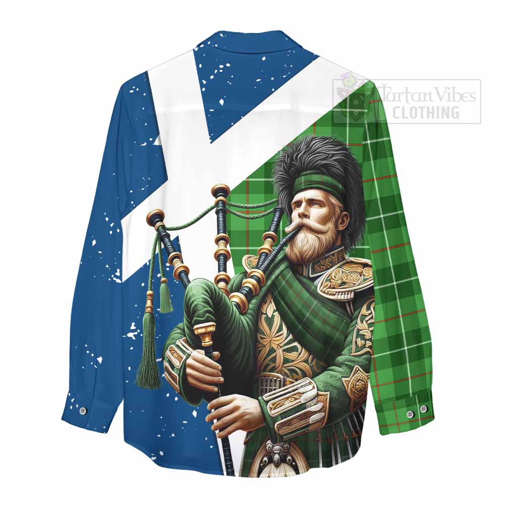 Tartan Vibes Clothing Boyle Tartan Women's Casual Shirt with Family Crest Scottish Bagpiper Vibes