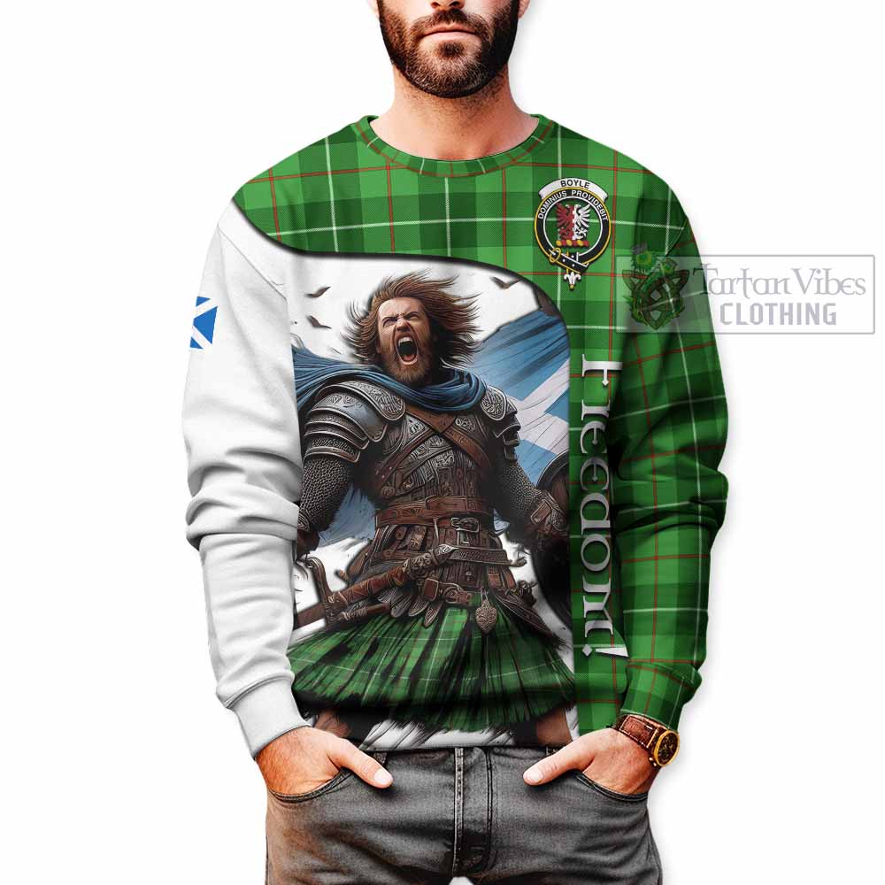 Tartan Vibes Clothing Boyle Crest Tartan Sweatshirt Inspired by the Freedom of Scottish Warrior