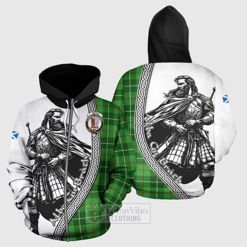 Tartan Vibes Clothing Boyle Tartan Clan Crest Hoodie with Highlander Warrior Celtic Style