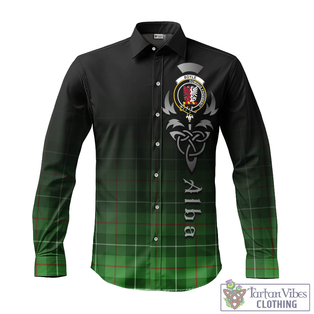 Tartan Vibes Clothing Boyle Tartan Long Sleeve Button Up Featuring Alba Gu Brath Family Crest Celtic Inspired