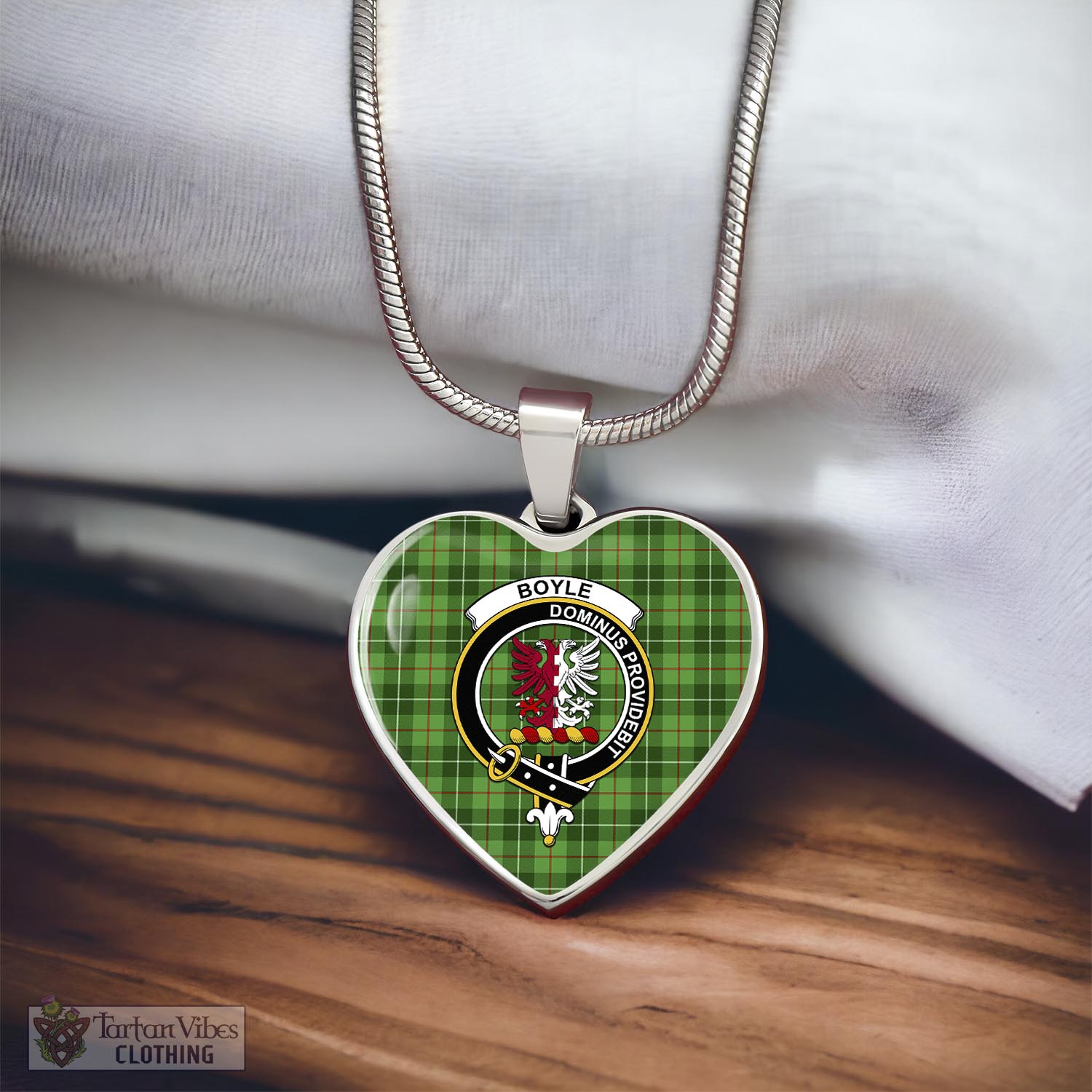 Tartan Vibes Clothing Boyle Tartan Heart Necklace with Family Crest