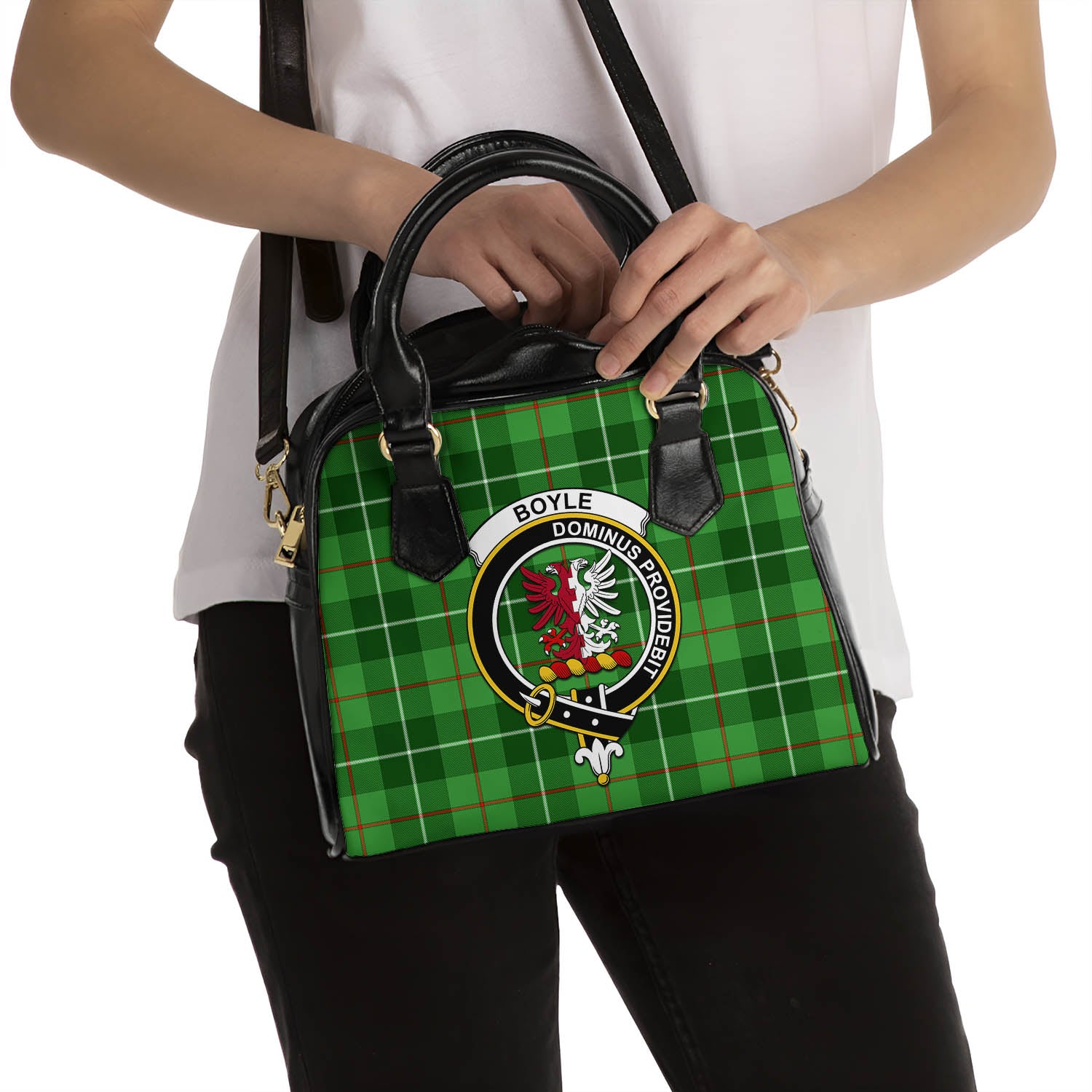 Boyle Tartan Shoulder Handbags with Family Crest - Tartanvibesclothing