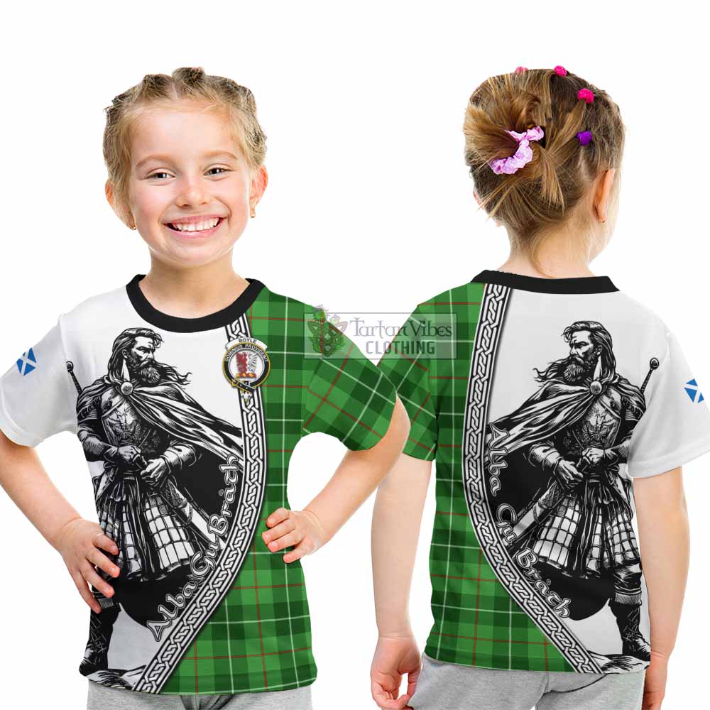 Boyle Tartan Clan Crest Kid T-Shirt with Highlander Warrior Celtic Style